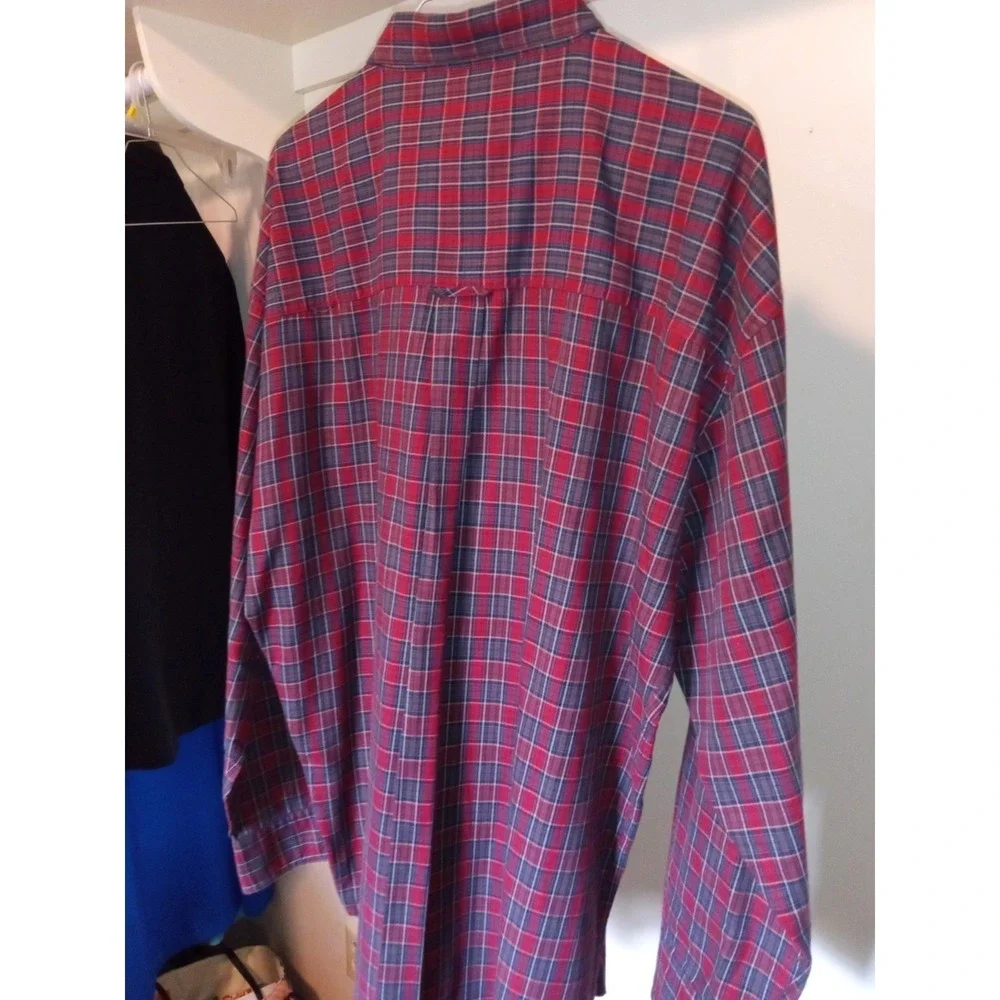 Chaps Mens Plaid Button Down Shirt Size L Long Sleeve Shirt Red